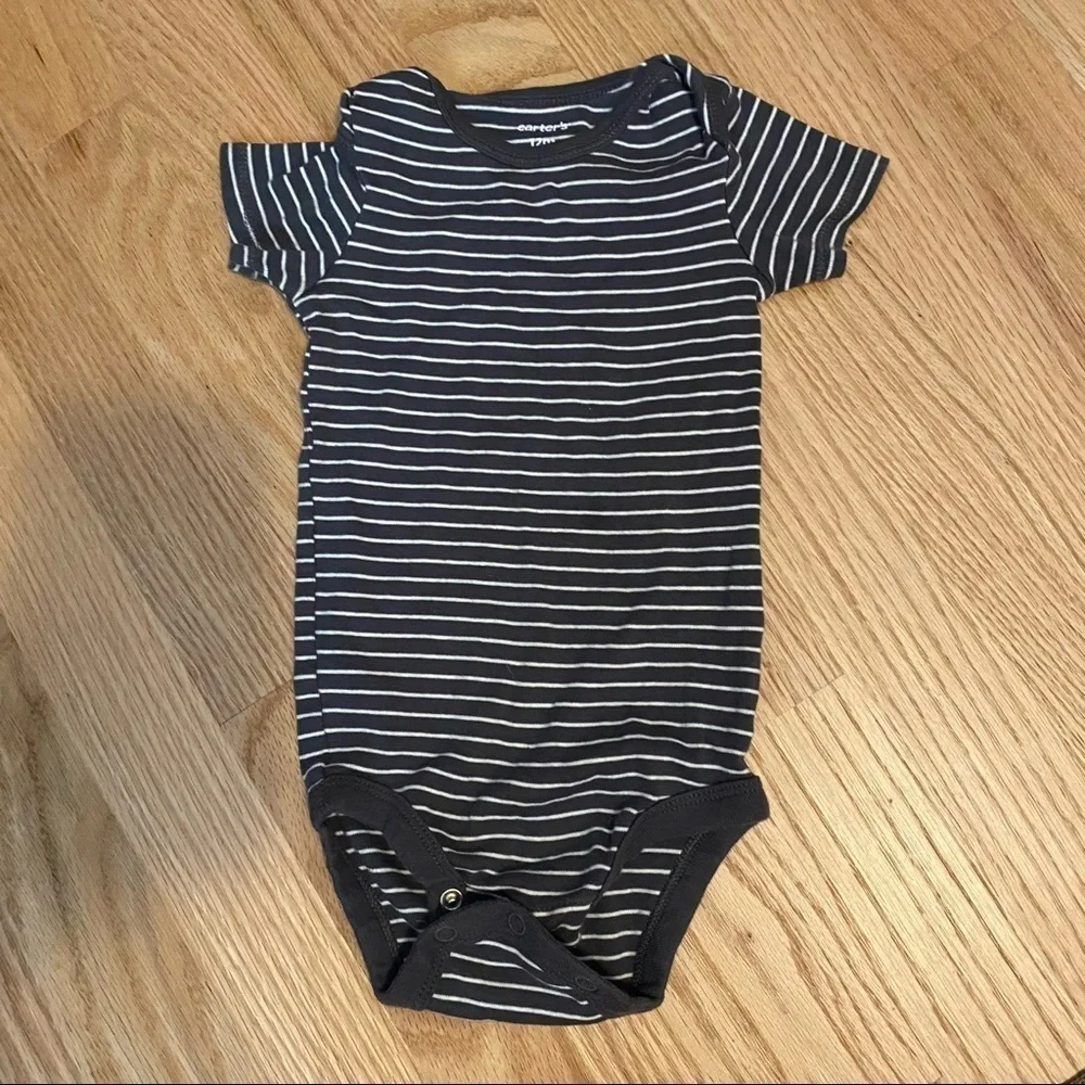 Carter’s 12 months Boy Onesie Bundle Blue Sports Orange Wild One Gray Striped